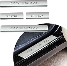 Non-Led Stainless Steel Door Sill Plates/Foot Steps Scuff Plates | Protect Scratches, Rusted & Damaged Paint Car Footstep Compatible with MG Astor (Set of 4 Pcs)
