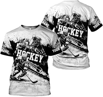 Custom Hockey Shirts for Men Hockey Player T-Shirt Ice Hockey Player Gift Shirt Funny Ice Hockey Player Shirt for Teams