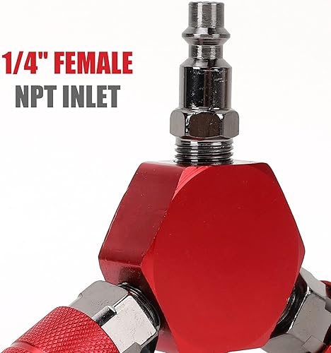 Miniatura 5 de Colector de aire de 3 vías 4 puertos de aluminio industrial hexagonal plano de conexión rápida divisor de manguera de aire con 3 acopladores de