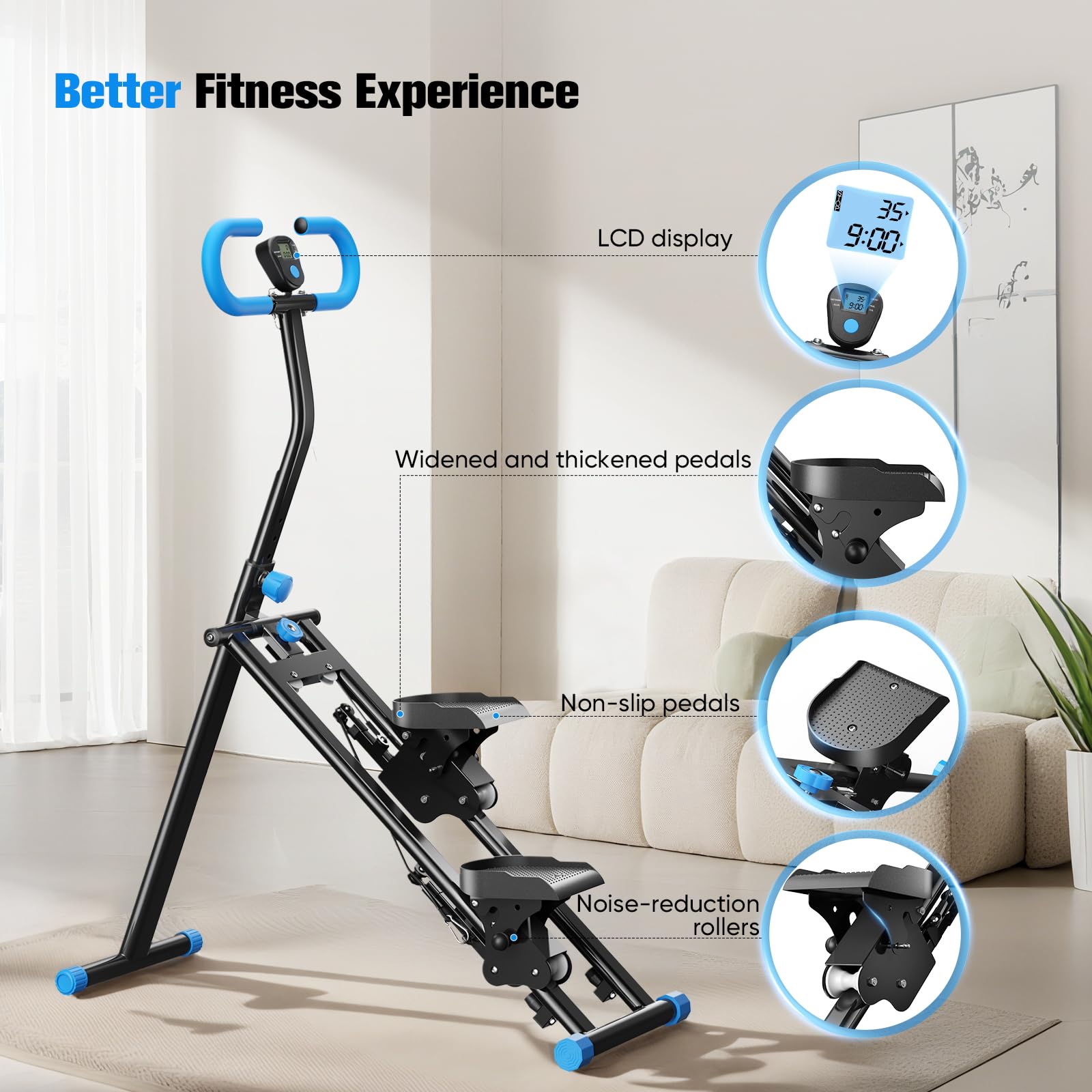 2026 Stair Stepper Pro,Stairmaster für Zuhause,Folding Cardio Vertical Climber Maschine Treppenmeister mit Verstellbare Lenker für Home Büro Fitnessgerät,Maximale Tragfähigkeit 150 kg