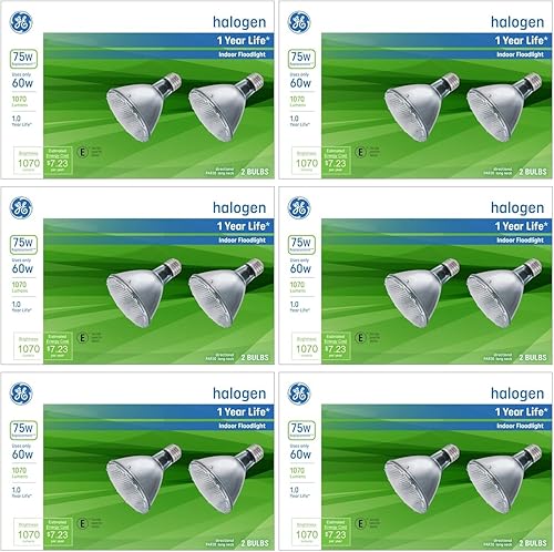 GE Bombilla halógena clásica de 75 vatios EQ PAR 30 de cuello largo regulable blanco cálido reflector inundación