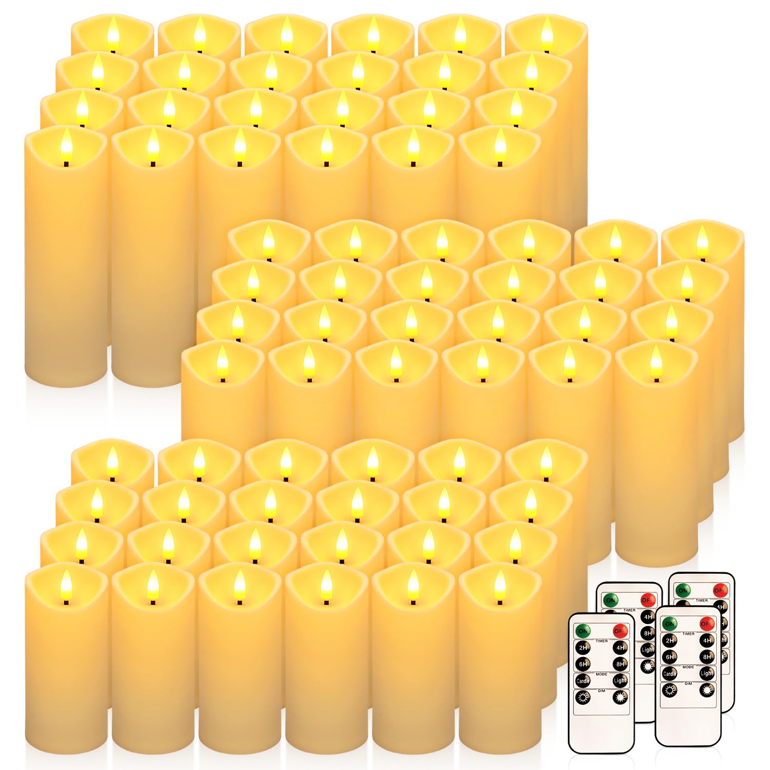 72 Pack Ivory Flameless LED Simulation Candle with Remote Control