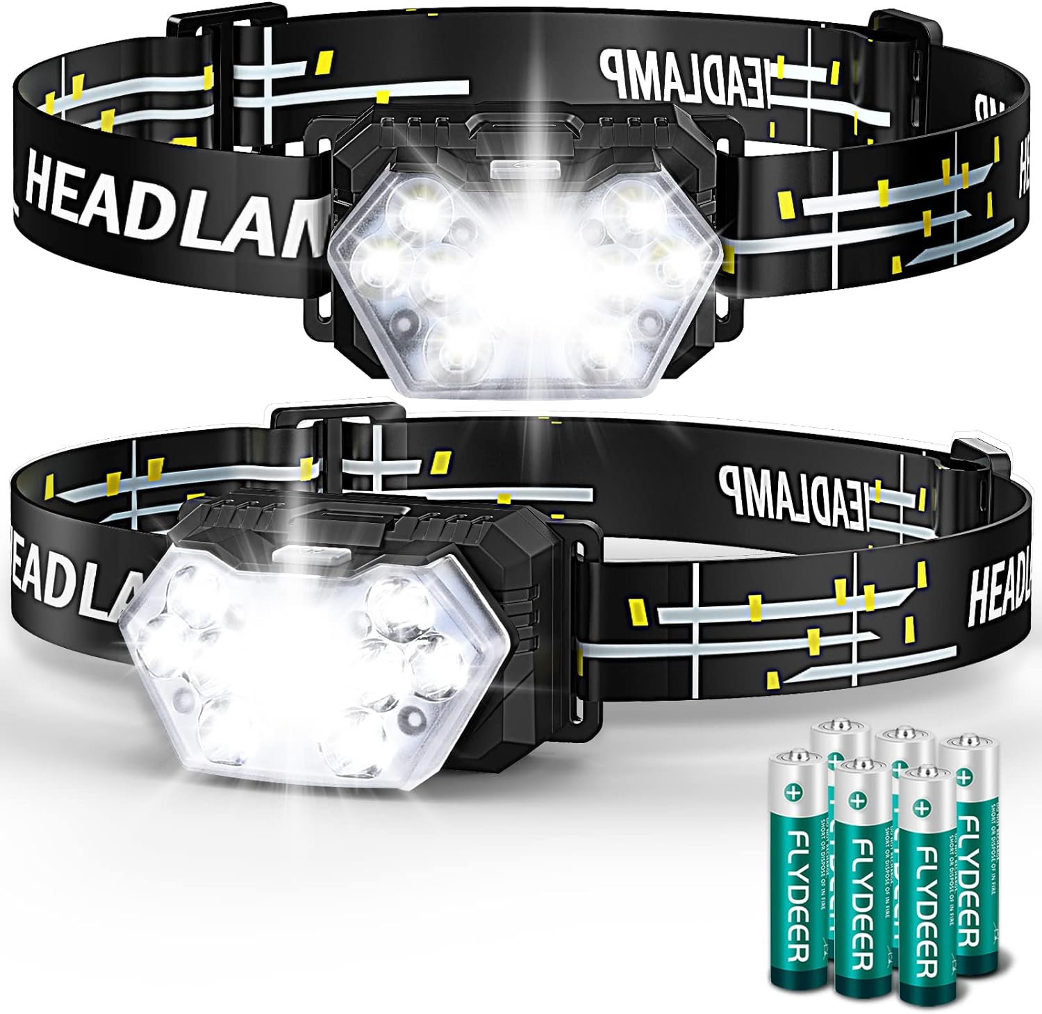 2000 Lumen 9 LED Headlamp 2 Pack, Ultra Bright Head Lamp with 6 Modes, IPX5 Waterproof Head Light, Lightweight Head Flashlight for Running Night-Walking Camping, 6 AAA Batteries Included 2000 Lumen 9 LED Headlamp 2 Pack, Ultra Bright Head Lamp with 6 Modes, IPX5 Waterproof Head Light, Lightweight Head Flashlight for Running Night-Walking Camping, 6 AAA Batteries Included