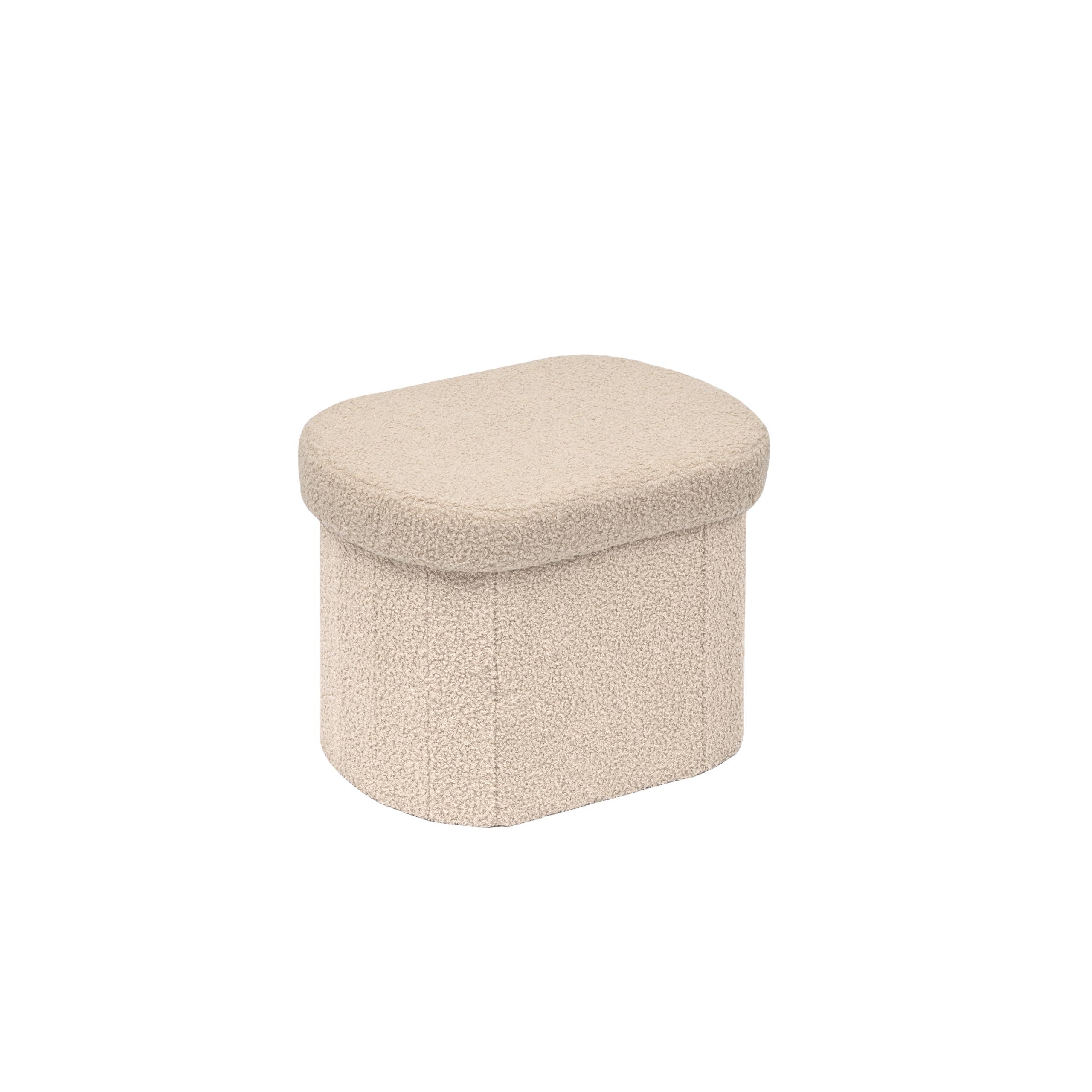 B FSOBEIIALEO 16.14" Boucle Storage Ottoman Cube for Dorm Room, Beige