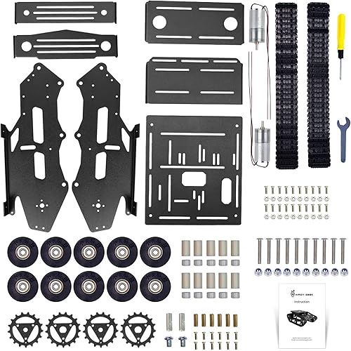 Miniatura 4 de Kit de chasis de coche robot inteligente, chasis de tanque grande de aleación de aluminio, con motores de 2WD para Arduino/Raspberry Pi DIY RC Negro