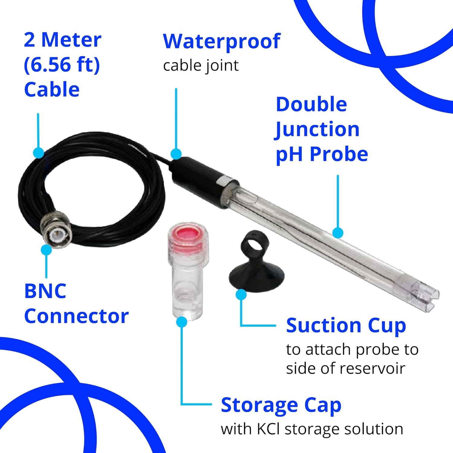 Bluelab PROBPH pH Probe for Water, Replacement Electrode for Meter, Monitor, and Controller with Easy Calibration, Tool for Hydroponic System and Indoor Plant Grow