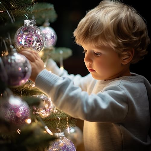 Miniatura 5 de AMS Juego de adornos de bolas de Navidad de plástico transparente inastillables de 2.36 pulgadas  24 unidades, juego de bolas decorativas de Navidad