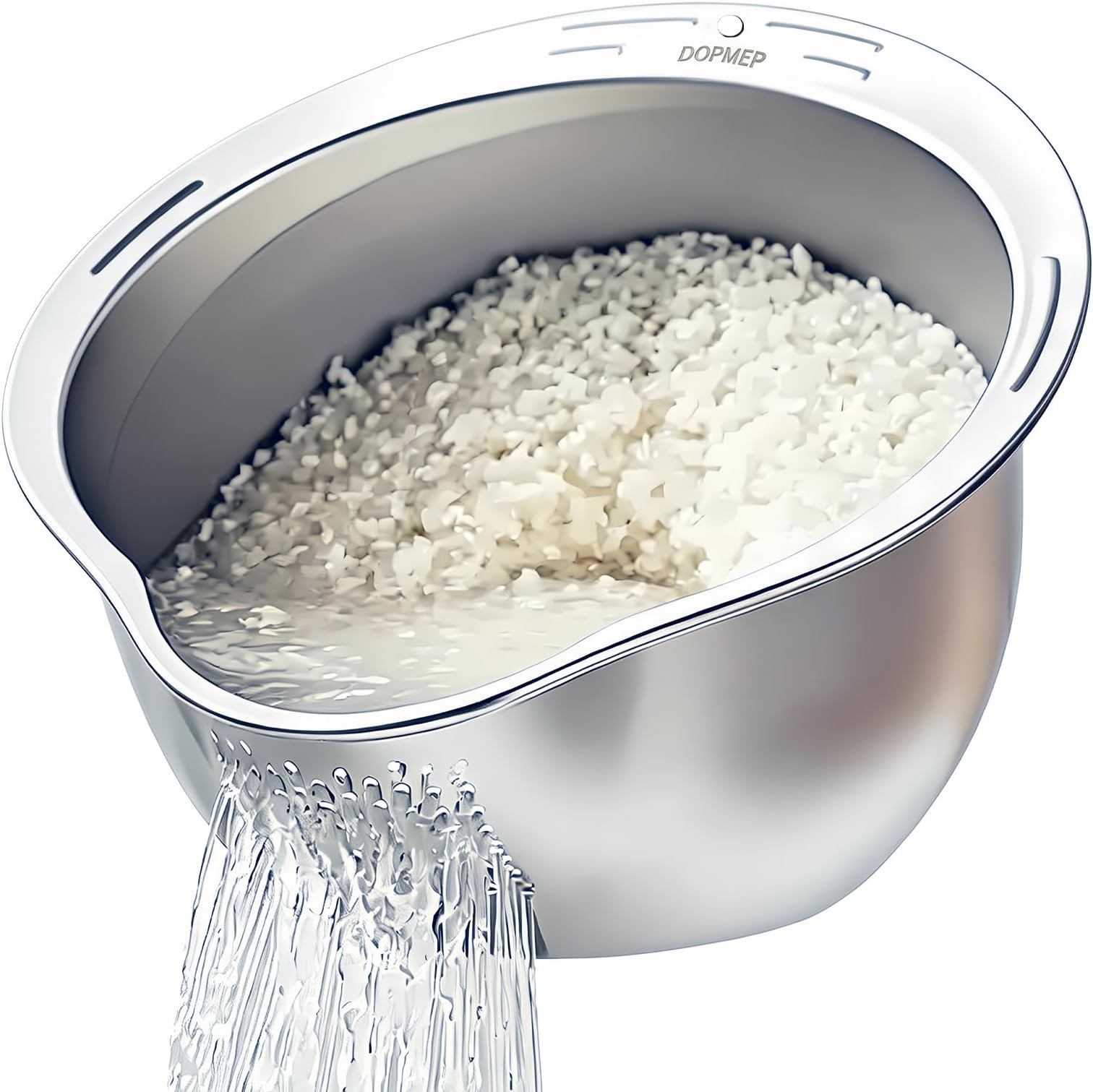 Rice Washer Strainer Bowl - 4-in-1 Washing Bowl for Quinoa, Stainless Steel Rinser With Side Drainers Small Colander for Cleaning Fruits, Vegetables, and Beans - Versatile Kitchen Tool