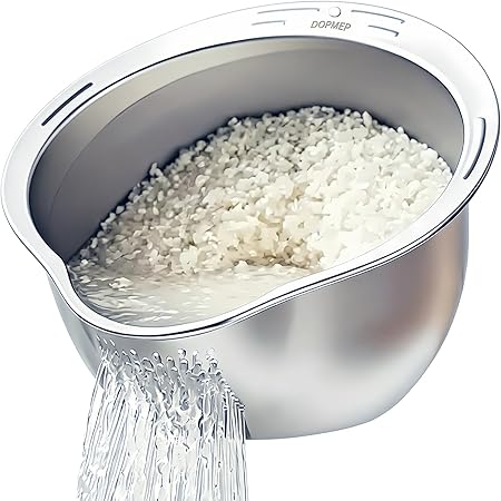 DOPMEP Rice Washer Strainer Bowl, Stainless Steel Colander with Side