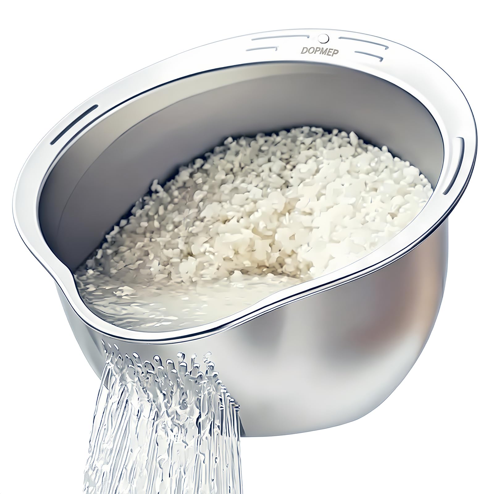 Photo 1 of DOPMEP Rice Washer Strainer Bowl Stainless Steel Colander with Side Drainer