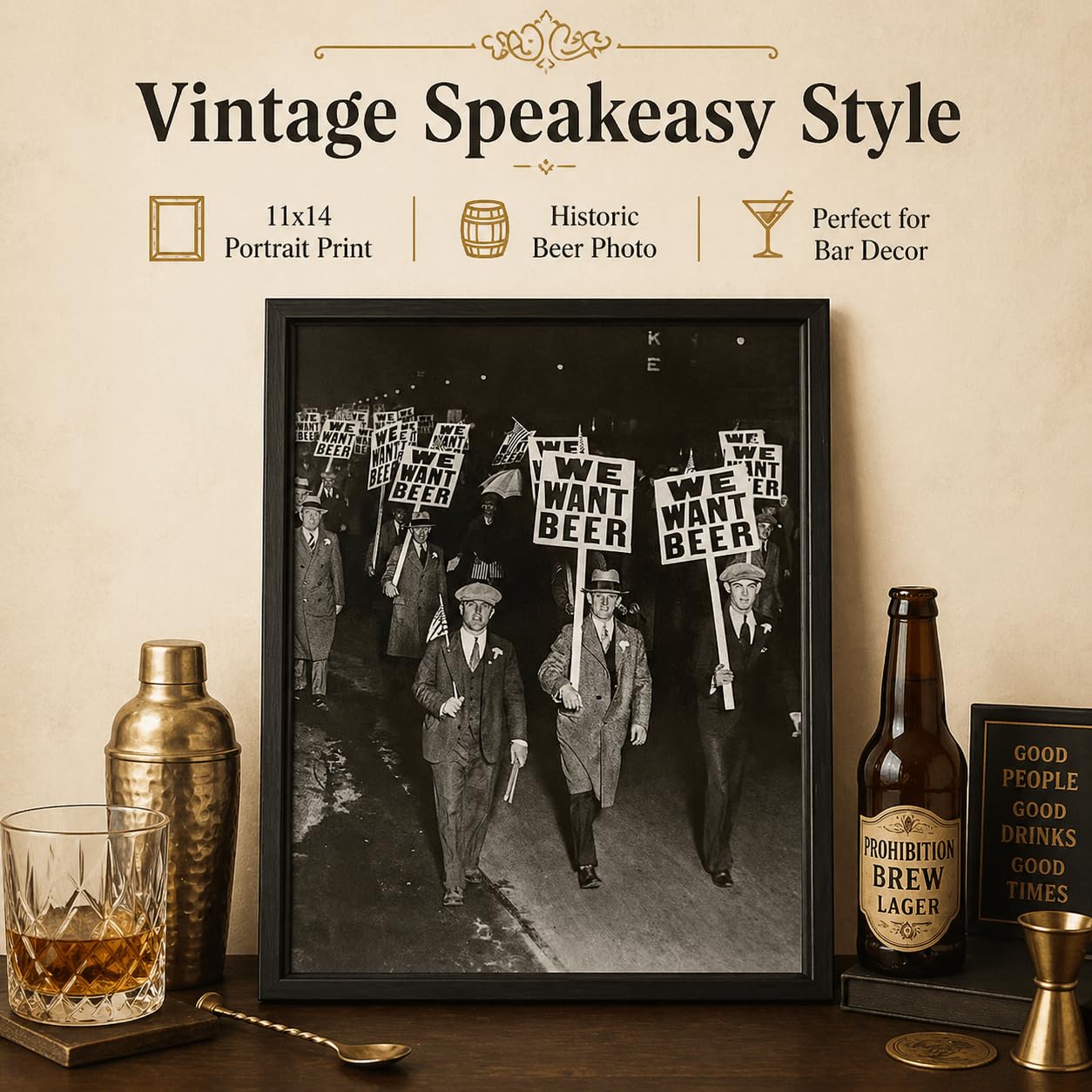 Amazon.co.jp: Make Em Laugh We Want Beer Prohibition Photo