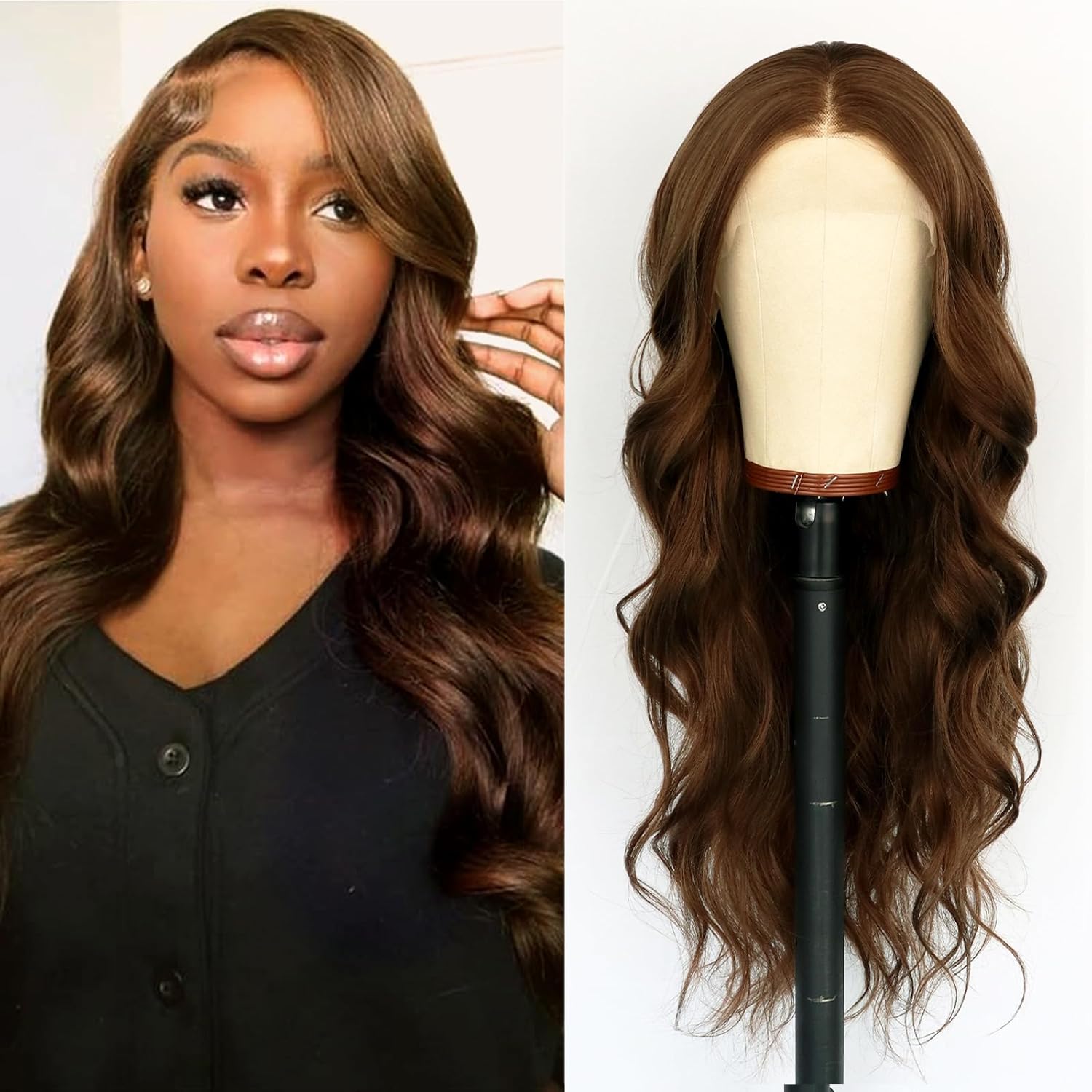 Ombre Gray Synthetic Lace Front Wigs Long Wave Wigs Natural Looking Glueless Synthetic Lace Wigs Heat Resistant Fiber Hair Ombre Silver Gray Wigs for Women Daily Use