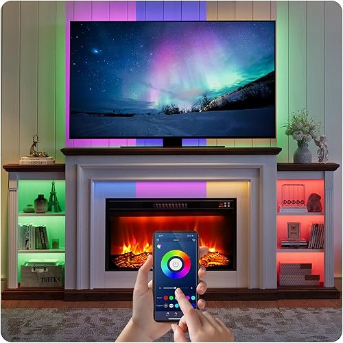 Miniatura 5 de Chimenea eléctrica LED de 80 pulgadas con chimenea, soporte para TV de 90 pulgadas, moderno centro de entretenimiento con almacenamiento, delicado