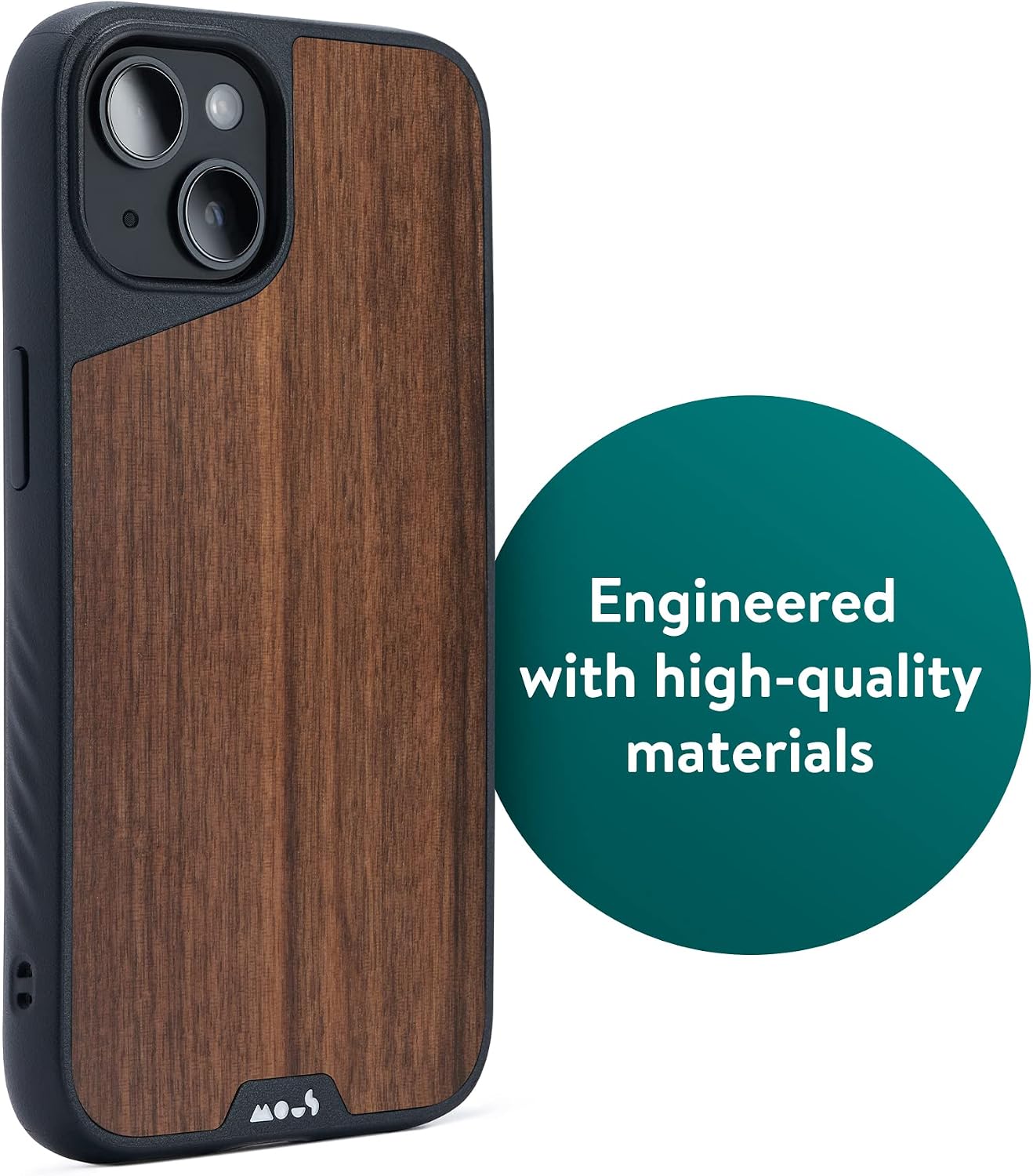 Mous - Protective Case for iPhone 14 - Walnut - Limitless 5.0 - Fully MagSafe Compatible - Wood iPhone 14 Case Shockproof