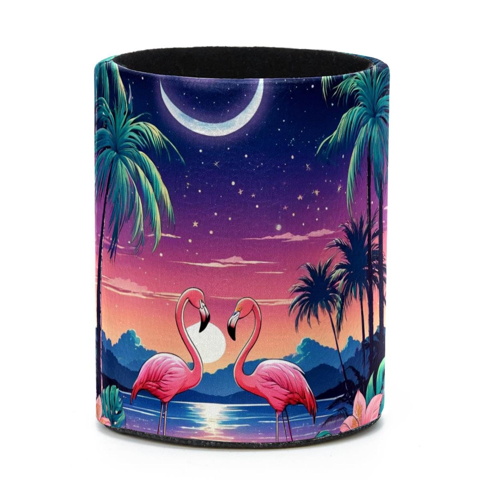 VAPOKF Round Pencil Holders for Desk, Flamingo Pen Holders Pen Pot Makeup Brushes Storage Desktop Stationery Supplies Organiser for Home Office