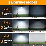 LUTEC 74W 8000 Lumen Motion Sensor Outdoor Lights, 5000K Daylight, IP65 Waterproof Flood Lights Outdoor with Night Light, Dusk to Dawn Motion Detector Security Lights for Outside Garage, Yard-Black