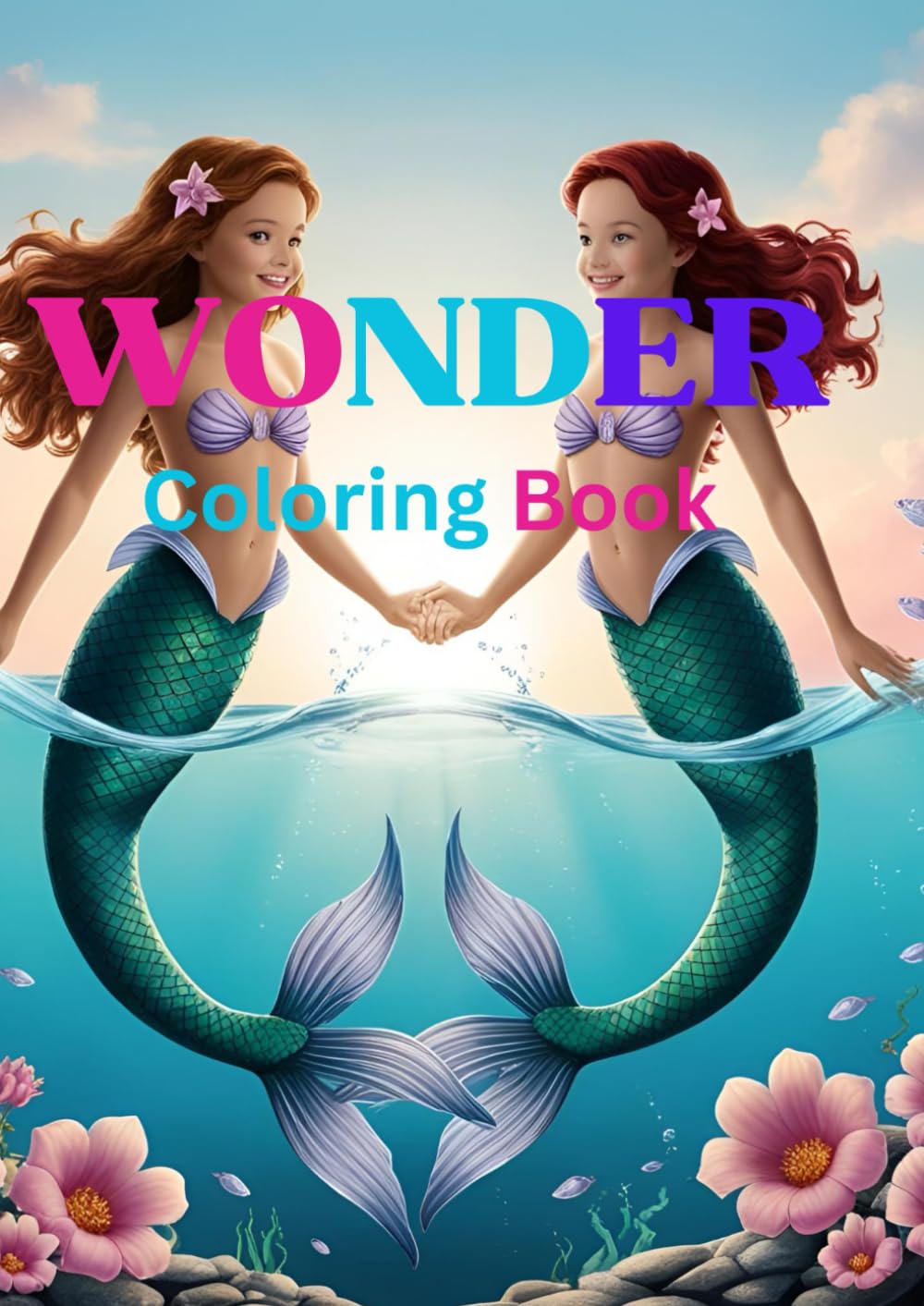 Wonder Coloring Book: Adorable illustrations of Mermaids,Flowers, Birds, Unicorns, and Butterflies With Words of affirmation in each page.