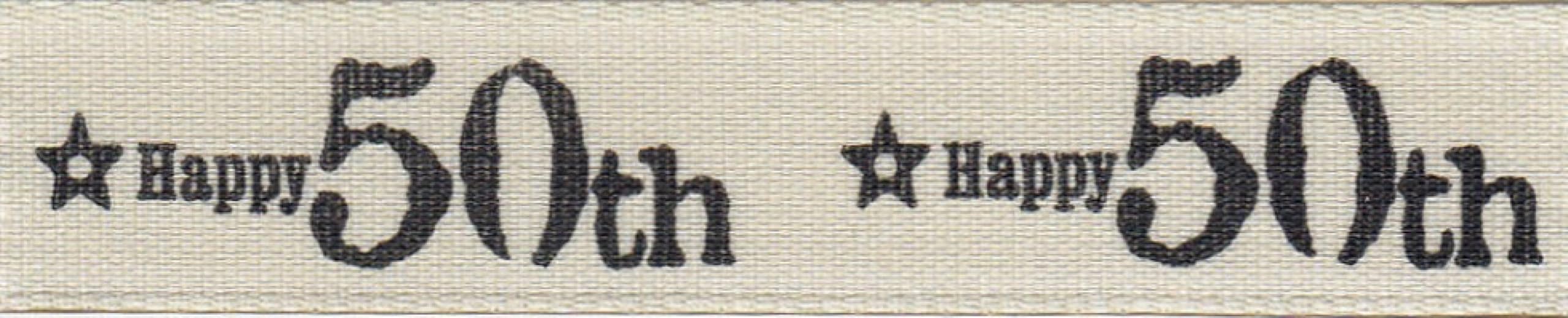 Berisfords Special Birthday Ribbon Happy 50th - per metre