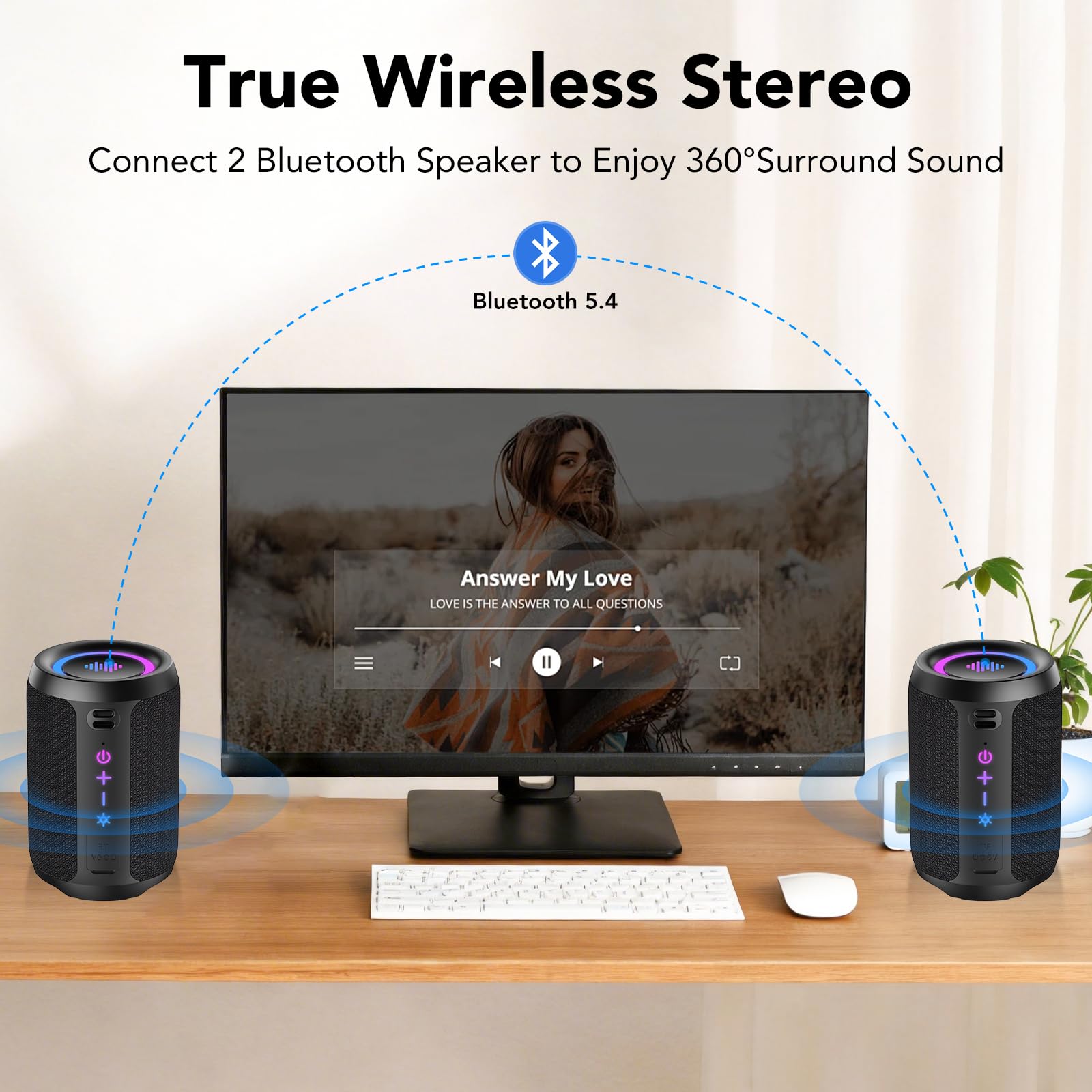 Enceinte Bluetooth 15W Puissante Bluetooth 5.4 IPX7 Autonomie 12 Heures Stéréo