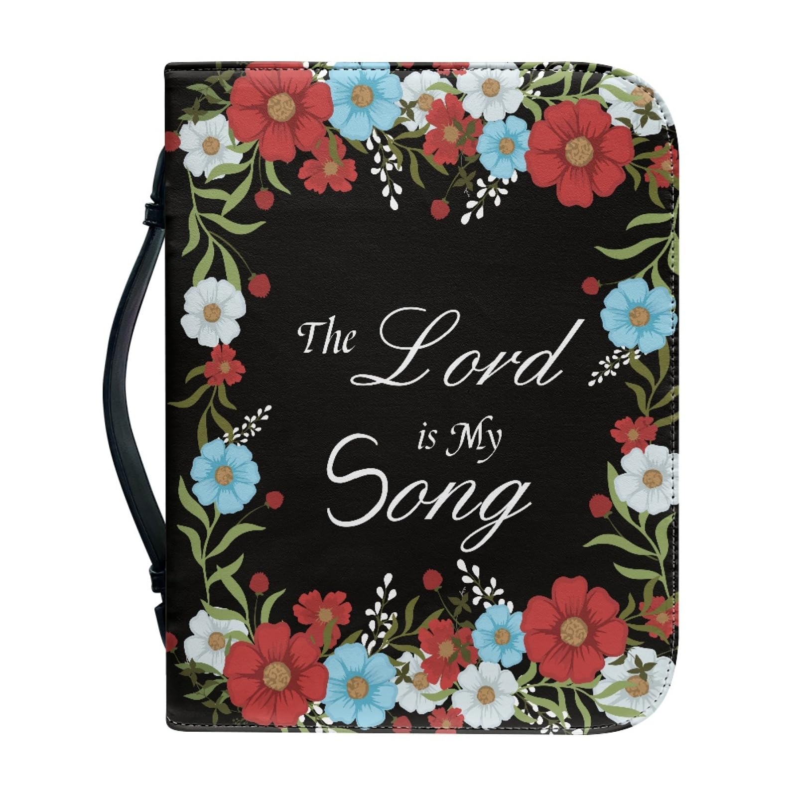 Dajingkj Bible Cover with Zip Large Leather Bible Covers Women's Flowers Bible Bag Women's Bag Bible Book Church Handbags, Daisies, Large