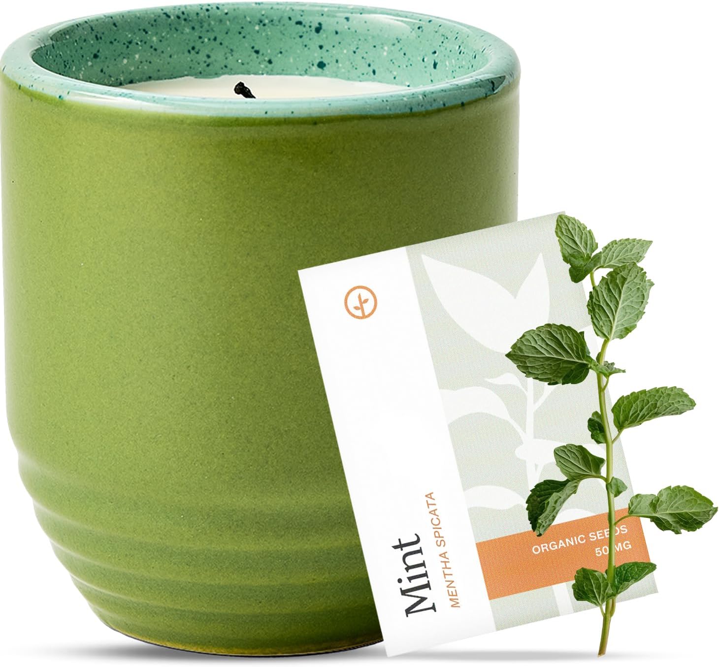 Modern Sprout Garden Vibes 2-in-1 Soy Candle & Planter – in The Weeds (Eucalyptus, Pink Pepper, Patchouli, Citrus) 6 Oz Scented Candle w/Mint Seeds – Ceramic Vessel Dual Purpose Jar – 38-40 Hour Burn
