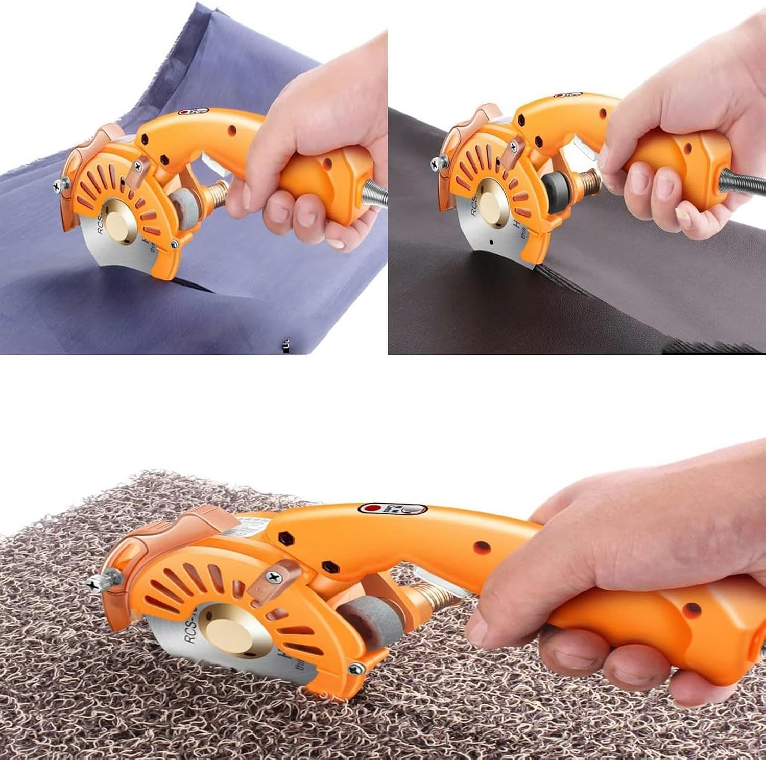 Electric Fabric Rotary Cutter Speed Adjustable Fabric Scissors, 45mm Cutting Thickness 125mm Round Blade, Electric Fabric Cutting Machine for Cloth Fabric Leather and Carpet