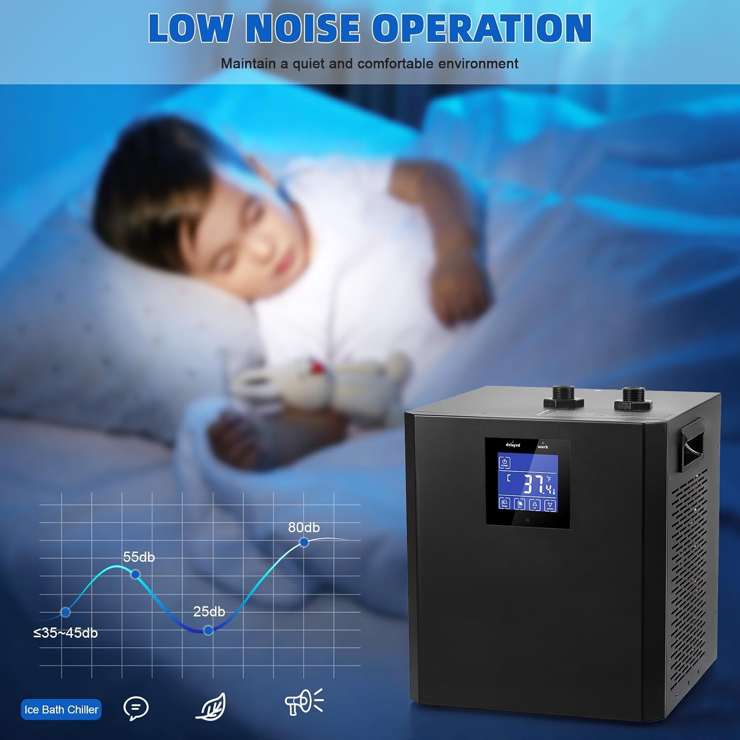 87 Gallon Ice Bath Water Chiller for Cold Plunge Tubs, 1/3HP Cold Plunge Chiller with LED Display, Water Pump, Remote Control, Pipe, for Fish Tank Household Black
