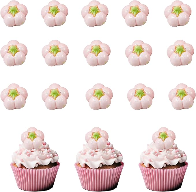 Etwgbaby 20 PCS Pumpkin Cupcake Toppers Mini Pink Pumpkin