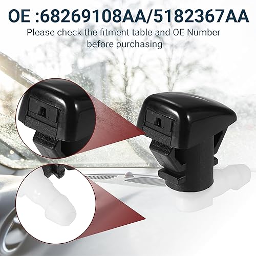 Miniatura 3 de F FIERCE CYCLE Boquilla de limpiaparabrisas para Dodge Boquilla de lavado de parabrisas 1 juego