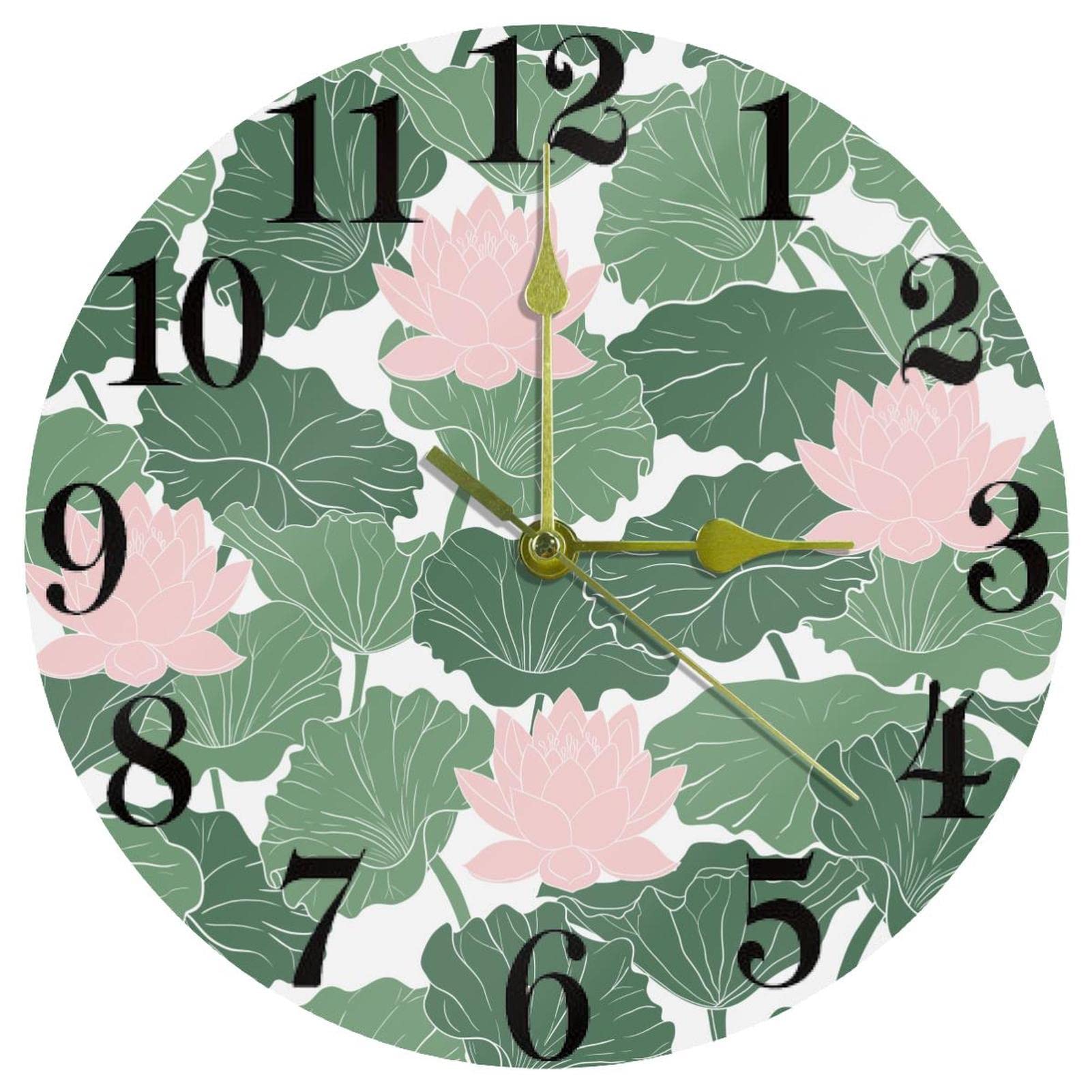Horloge murale ronde lotus 25 cm à quartz silencieuse pour salon