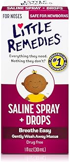 Little Remedies Saline Spray/Drops | 1 oz | Pack of 1 | For Noses to Breathe Easily | Gently Wash Away Mucus | Newborn Safe