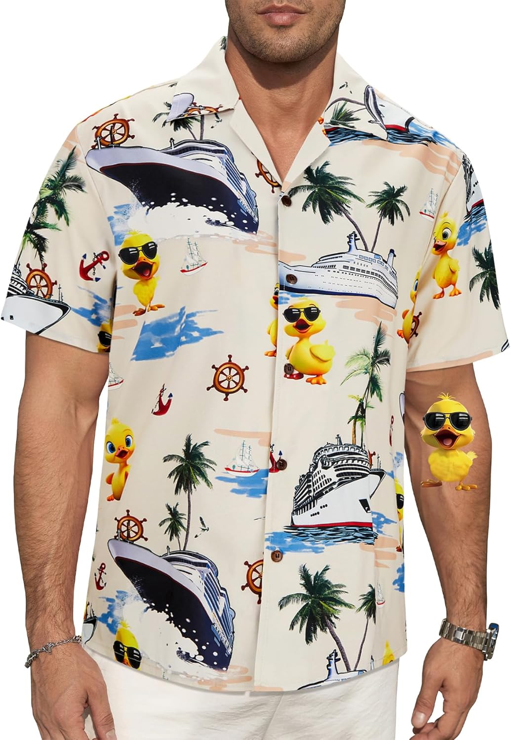 Zando Funny Hawaiian Shirt for Men - Crazy Animal Print Casual Short Sleeve Outfit Top for Summer Beach & Vacation & Party