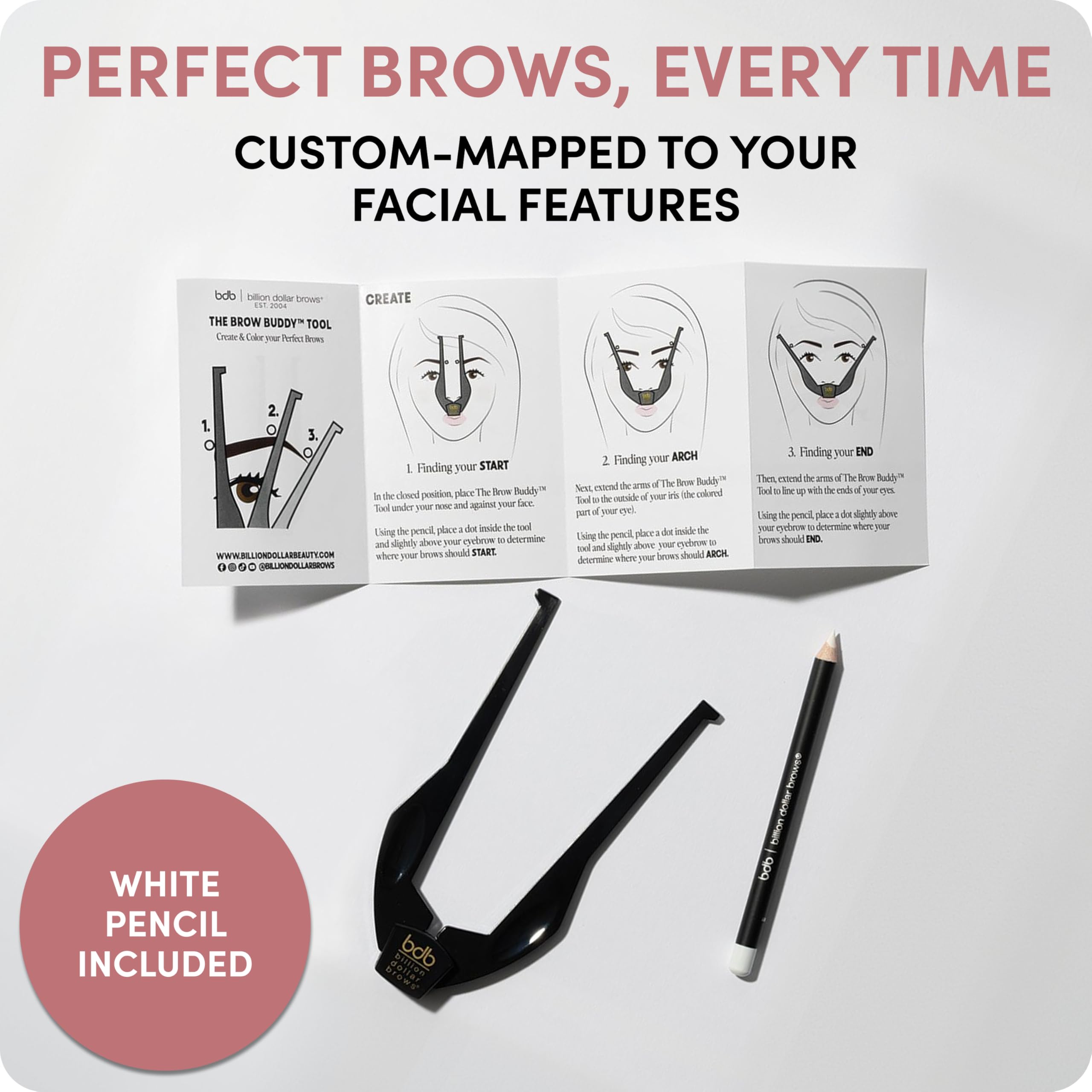 billion dollar brows 2-częściowy zestaw do brwi Buddy Contour Stencil Microblading do symetrycznych brwi, czarny