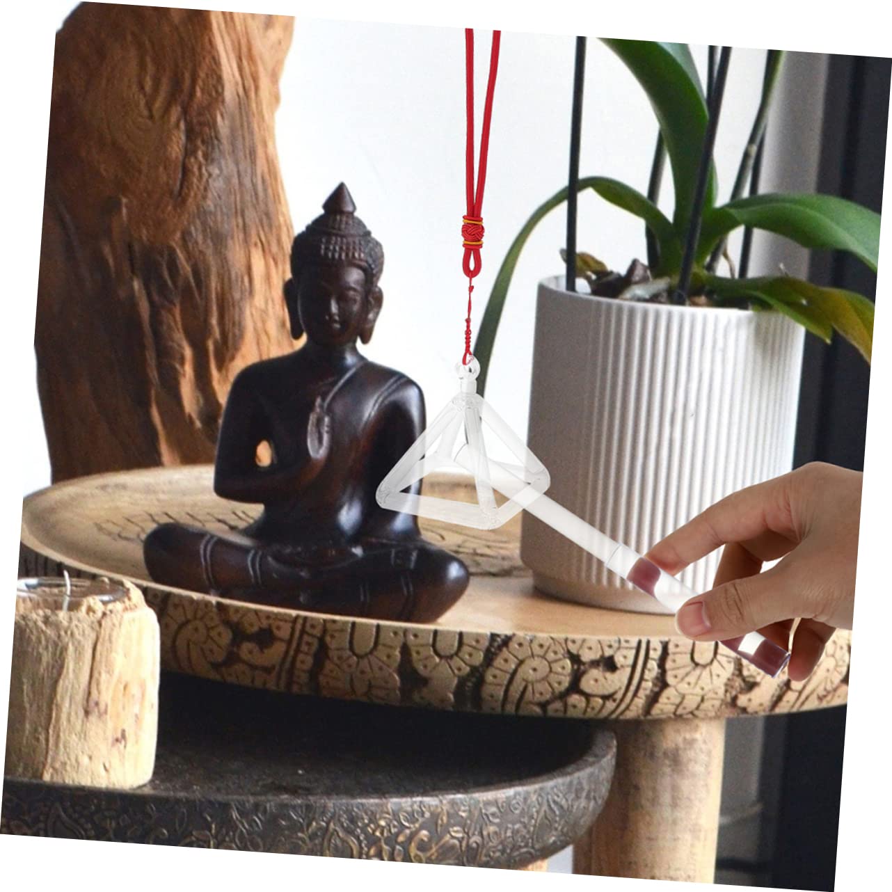 BESPORTBLE Bell-knob Percussion Instrument Stick Pyramid Sound Sticks Percussion Sticks Singing Instruments for Adults Small Percussion Stick Creative Meditation Pyramid Stick Quartz