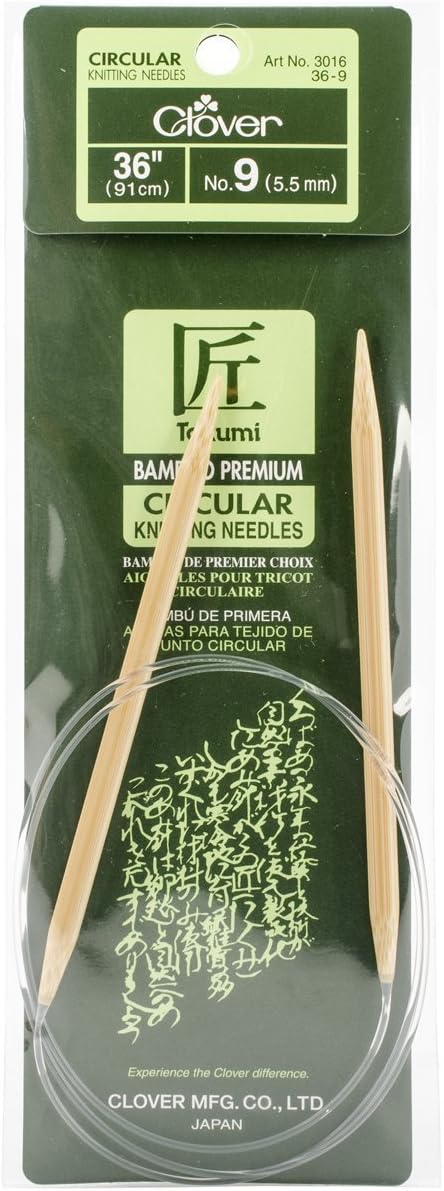 Clover Bamboo Circular Knitting Needles 36"-Size 9