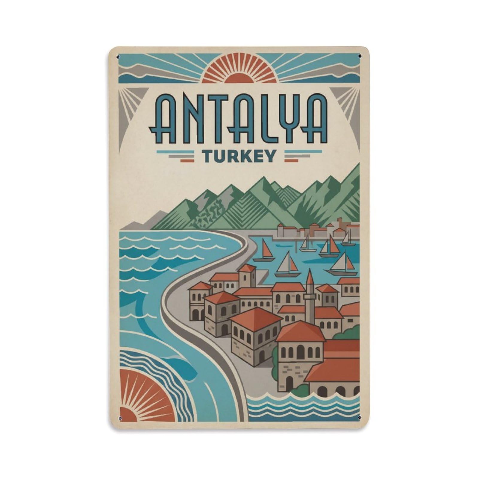 Metal Tin Sign Turkey Antalya Travel Retro