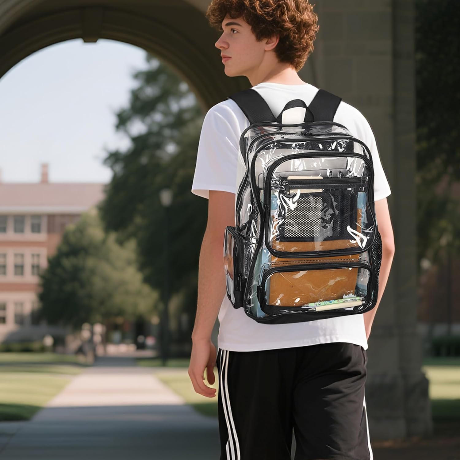 Heavy Duty Clear Backpack - Transparent School Stadium Backpack for Boys, Girls, Men & Women - Image 6