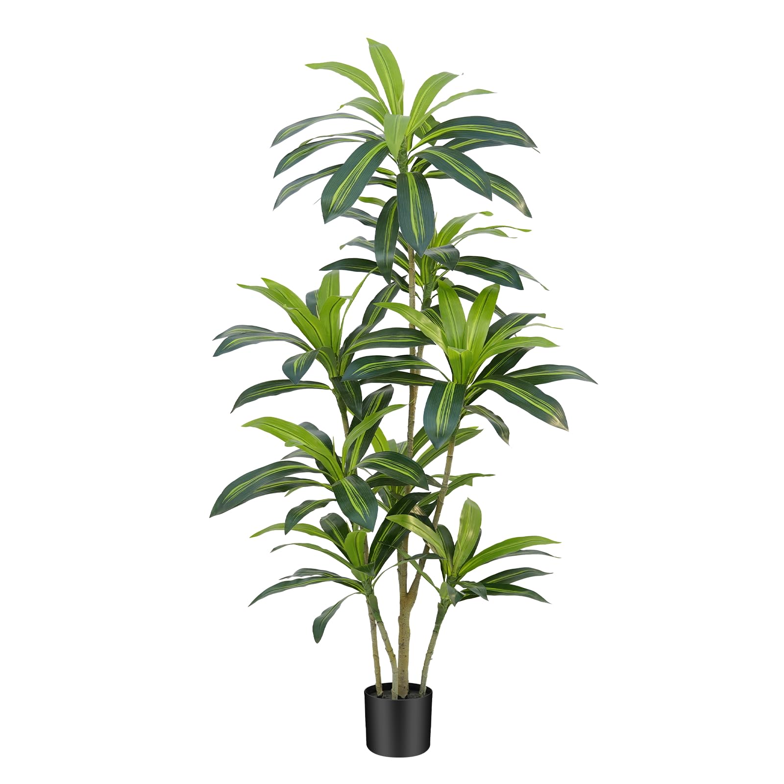 Dracaena Künstlicher Baum 150cm Künstliche Pflanzen Dracaena Kunstpflanzen Groß mit Schwarz Pflanzer Kunstpflanzen wie echt für Drinnen Haus Wohnzimmer Dekoration Schlafzimmer Büro (1 Stück)