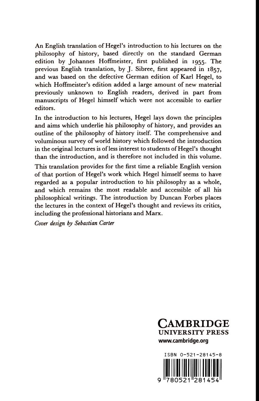 Lectures on the Philosophy of World History (Cambridge Studies in the History and Theory of Politics)      Revised Edition
