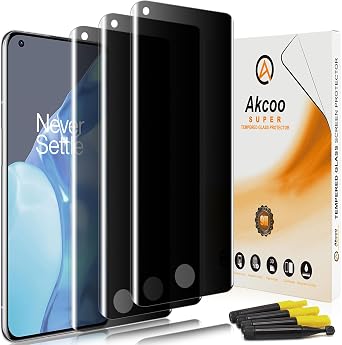 Privacy Screen Protector for OnePlus 9 Pro [3 Pack], UV Tempered Glass, ANTI SPY, Fingerprint-ID Compatible, Sensitive Touch, Scratch Repair