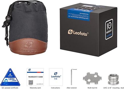 Miniatura 6 de Leofoto Cabeza de bola LH-40, bola de 1.575 in, perfil bajo, contorno de firmación, contorno de paneo base, nivel de burbuja, incluye placa QR de