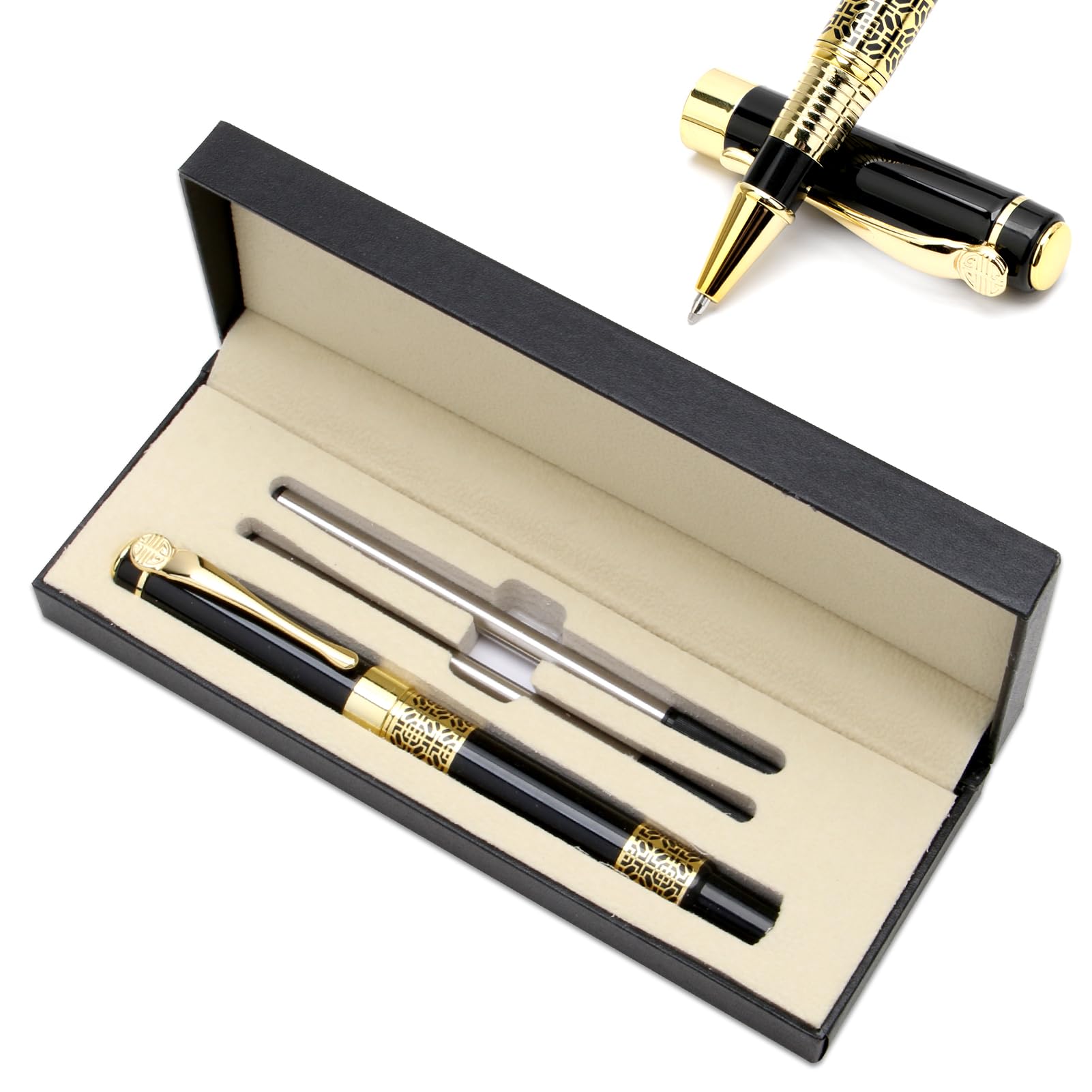 Luxury Metal Rollerball Pen Set 0.5mm Business Ballpoint Pen Gift with Box