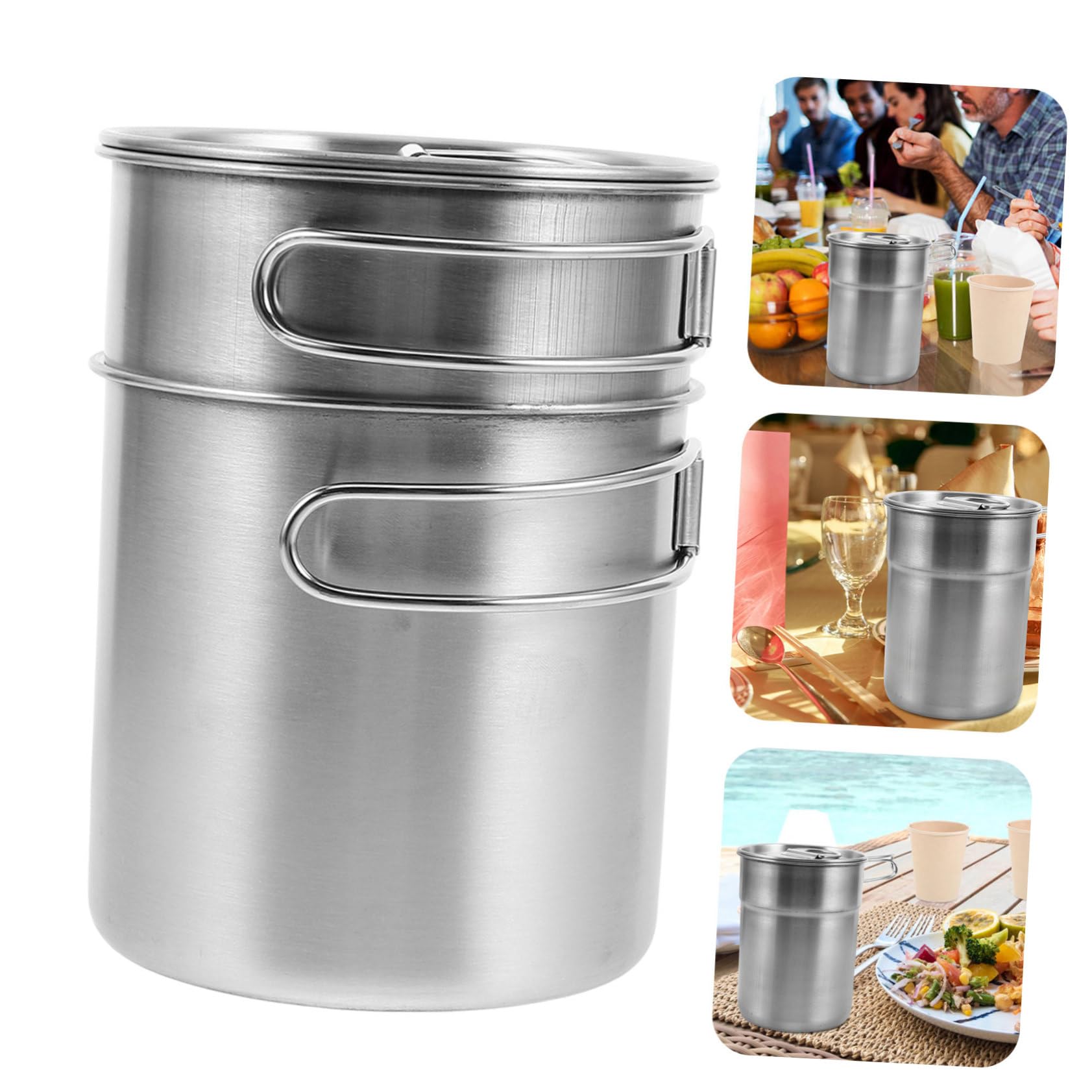 ibasenice 2 Stück Campingbecher mit Klappbarem Griff Vielseitige Outdoor Trinkbecher für Kaffee Bier Wasser Leicht Robust für Wandern Camping Picknick und Reisen