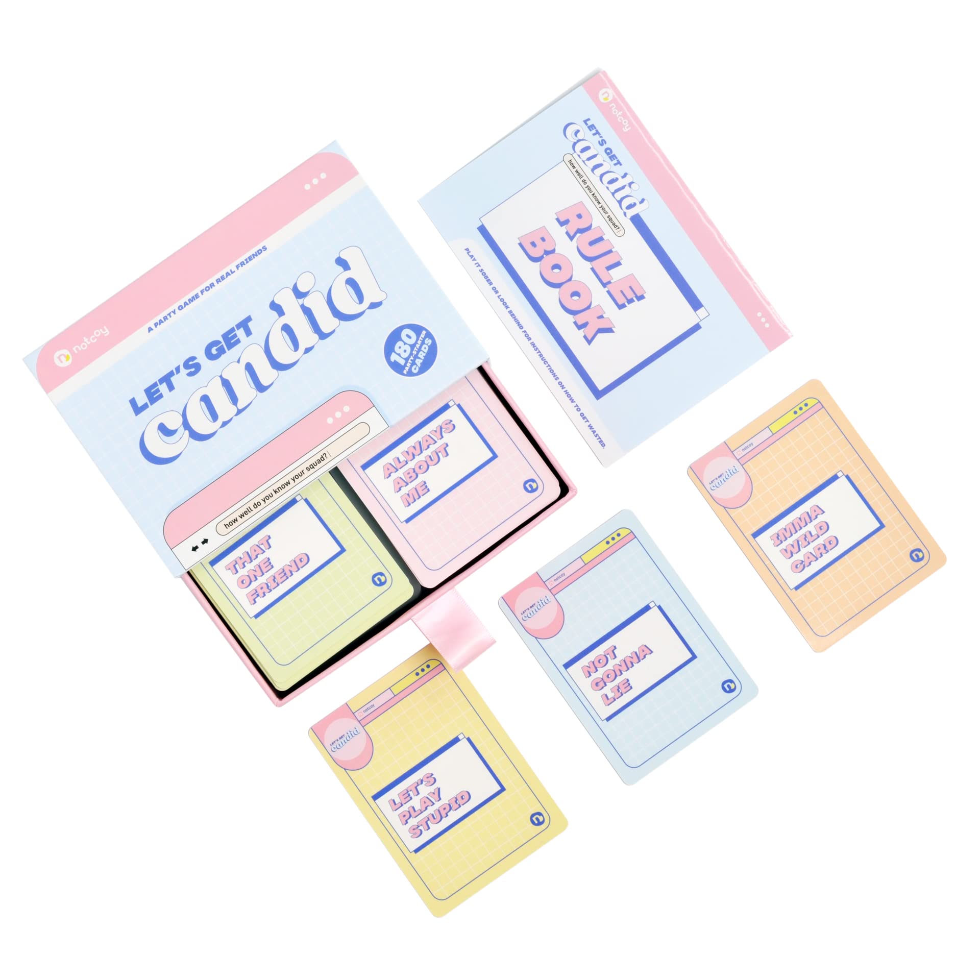 Notcoy Playing Card Game with 180 Party-Starter Cards, Let's Get Candid Party Game for real friends