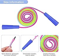 Vista 3 de Elcoho Juego de 24 cuerdas de salto de arco iris de 7.2 pies ajustables de nailon para saltar cuerdas de salto para actividades al aire libre