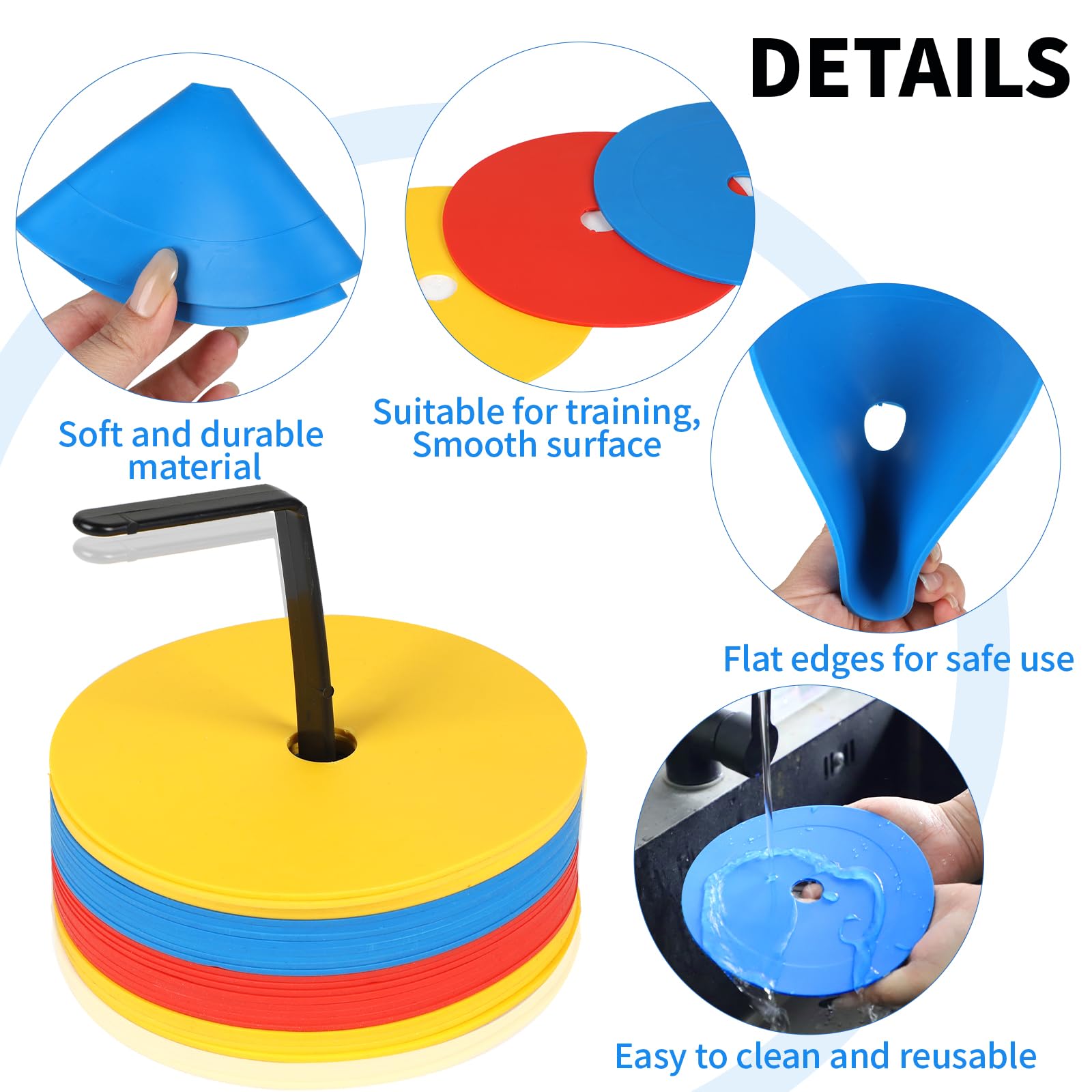 SWAWIS Lot de 25 Plot Sport Plats Diamètre 15 cm Disques Marqueurs Antidérapants - Marqueurs de Terrain de Jeu, Plot Sport pour Football, Basket, Handball et
