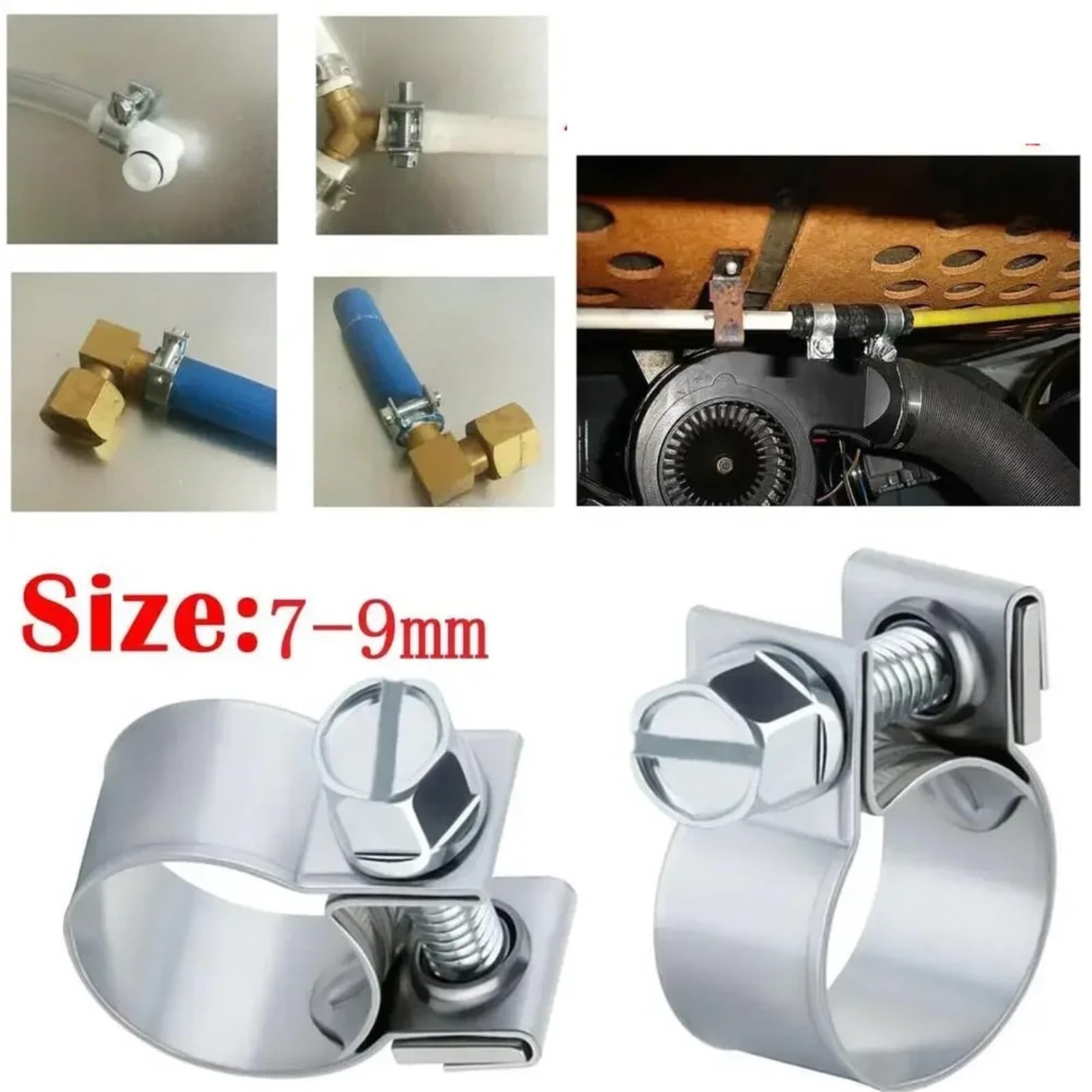 10 abrazaderas de acero al carbono for manguera de combustible - Abrazadera metálica de 720 mm for la fijación de tuberías de aceite, agua y gas - Fijaciones for plomería(7-9mm)