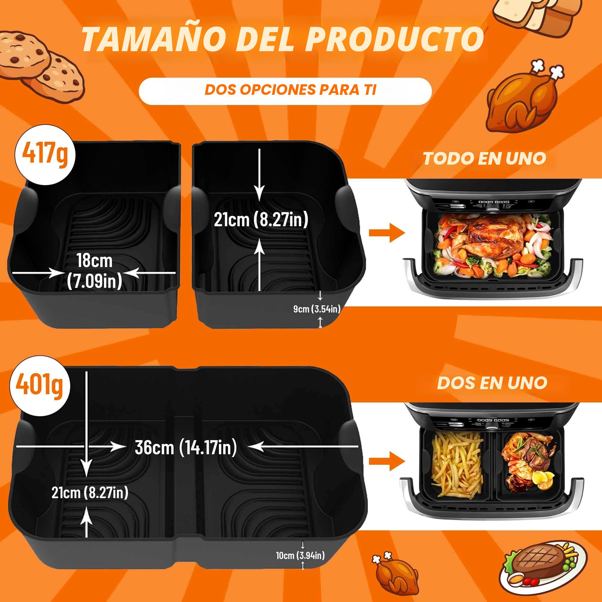 Pietuley 29 Piezas Moldes Silicona Freidora de Aire para Ninja AF500EU 10,4L / COSORI Dual Blaze 10L, Accesorios Freidoras de Aire para Ninja AF500EUCP, Molde Silicona Air Fryer para COSORI 10L