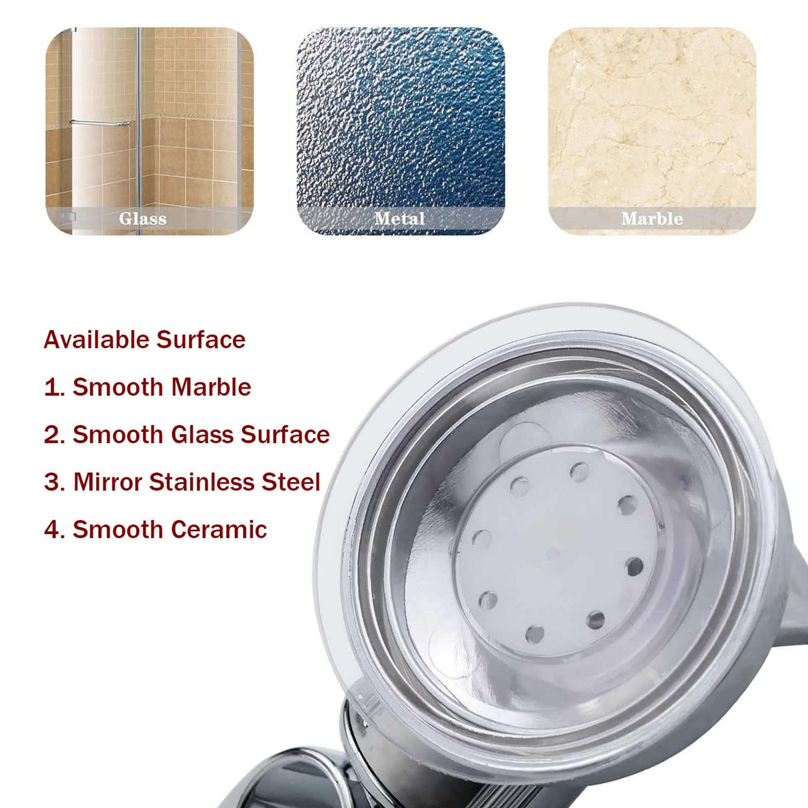 Soporte Ducha Con Ventosa | Sin Taladro | Rotación 360° | Fuerte Adhesión 5kg | Para Azulejo, Vidrio O Metal | Portátil Y Reutilizable