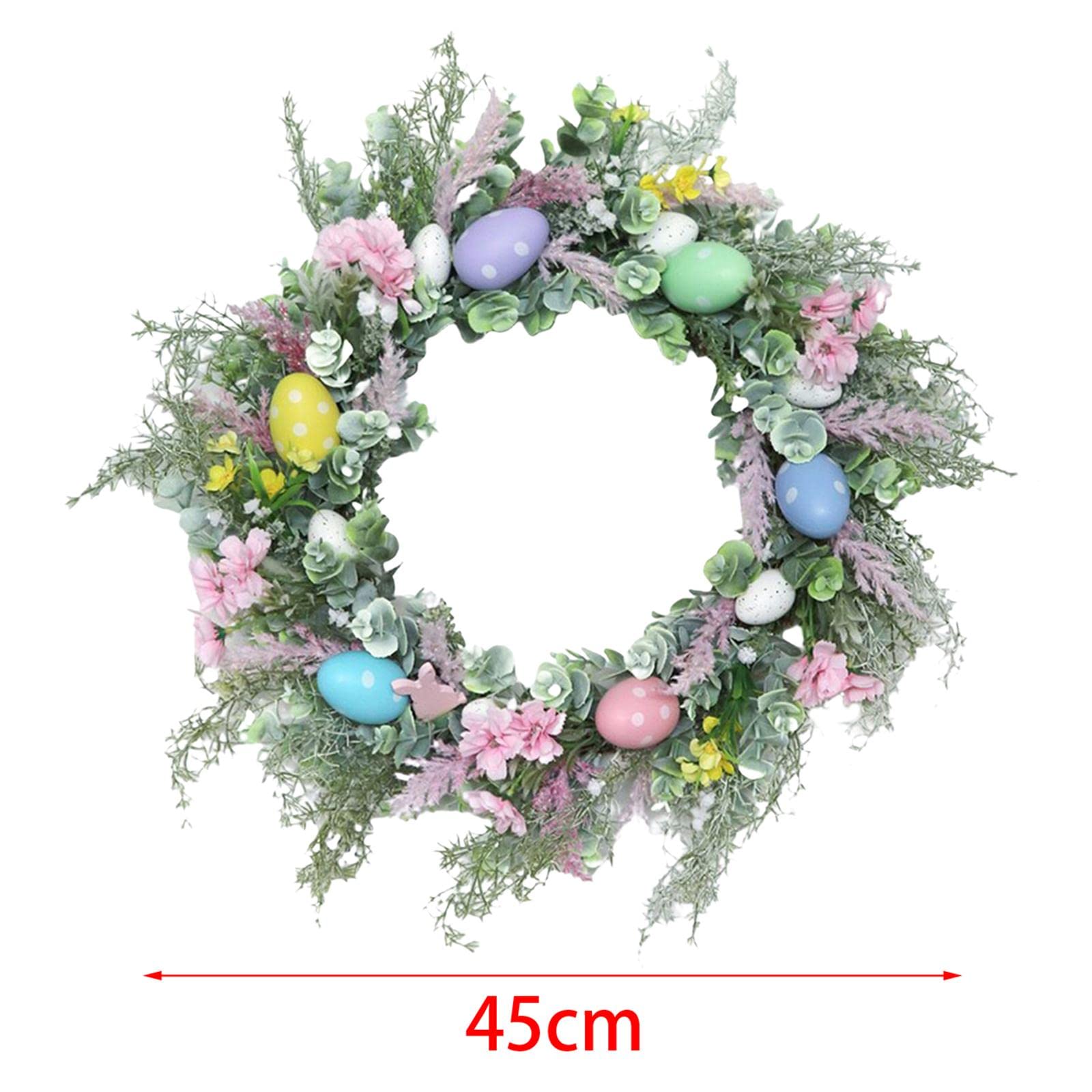 Ghirlanda di Fiori a Forma di Pasqua da 45 Cm da Appendere alla Porta D'ingresso, Perfetta per Le Feste in Stile Rustico.